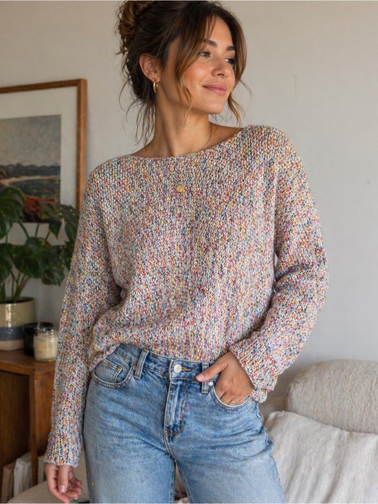 Roots Sweaters - Roots Canada Multicolor Knit Sweater Women’s Large Cozy Cotton Blend Crewneck